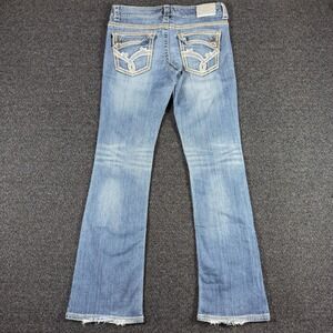 Y2K Maurices Bootcut Jeans Women 7/8 Long Low Rise Flare Medium Wash Flap Pocket